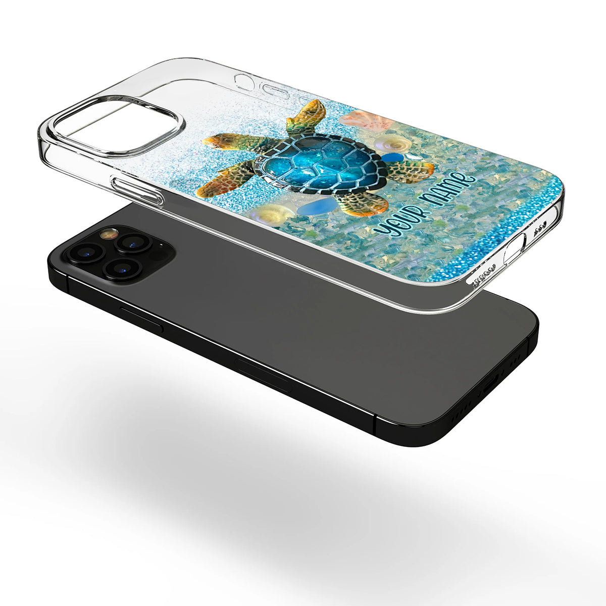 Under The Sea - Personalized Turtle Clear Phone Case