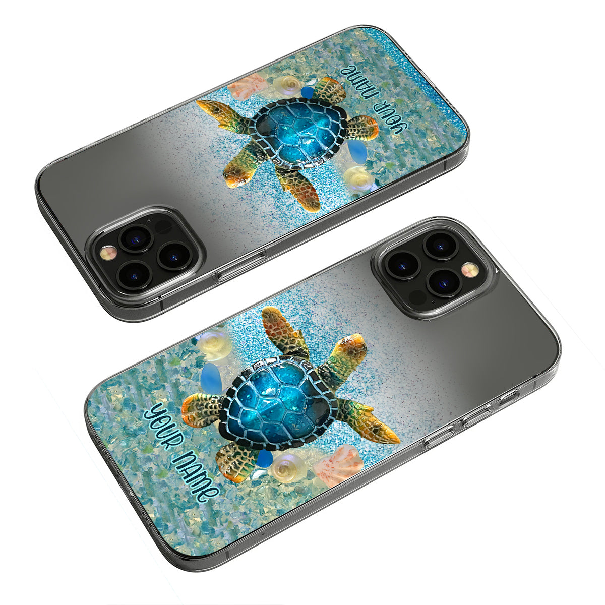 Under The Sea - Personalized Turtle Clear Phone Case