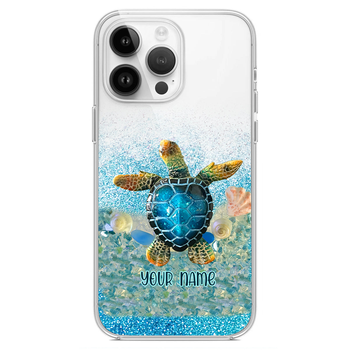 Under The Sea - Personalized Turtle Clear Phone Case