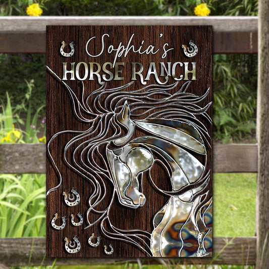 Horse Ranch - Personalized Horse Rectangle Metal Sign