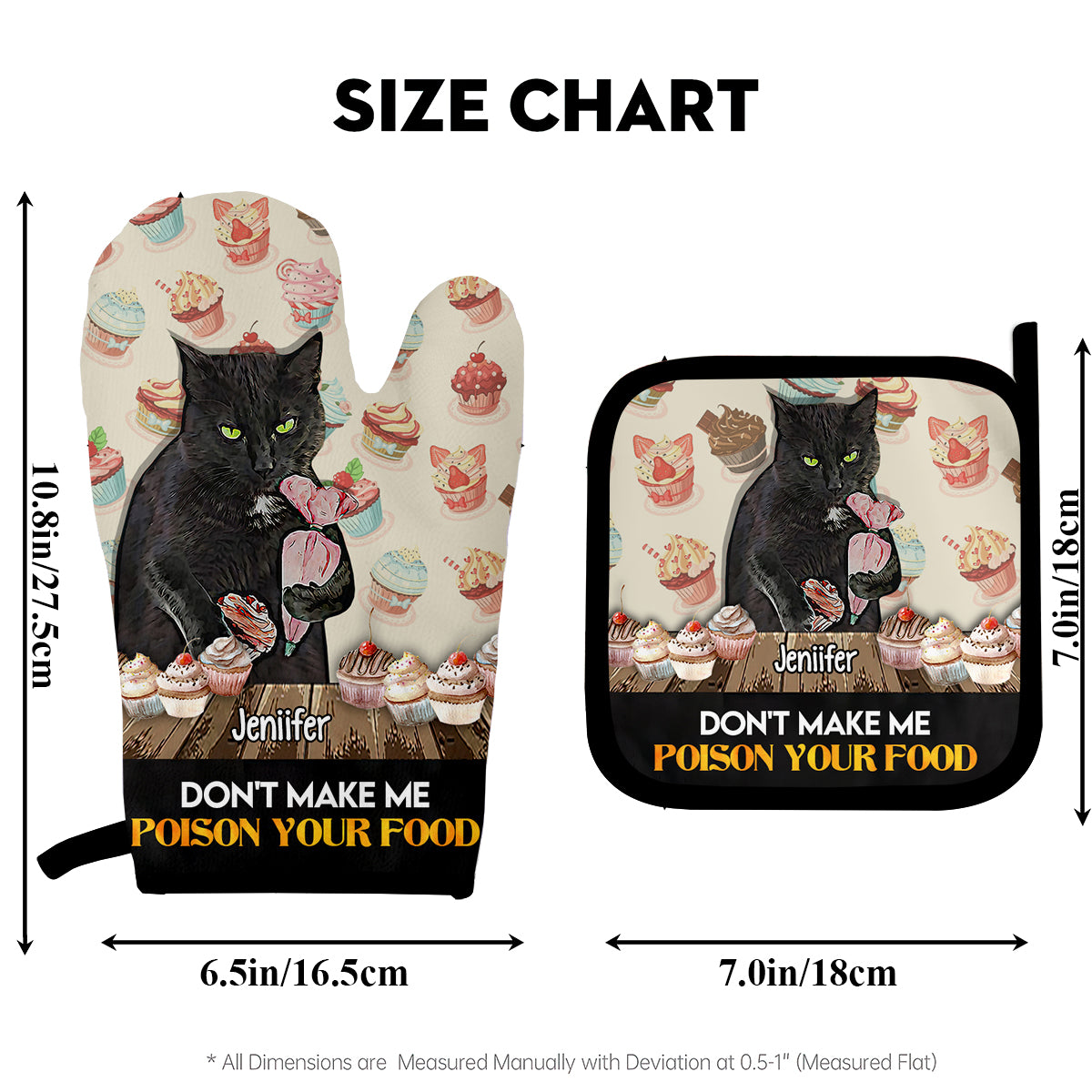 Ne me forcez pas à empoisonner votre nourriture ! – Ensemble de gants de cuisine et maniques personnalisés