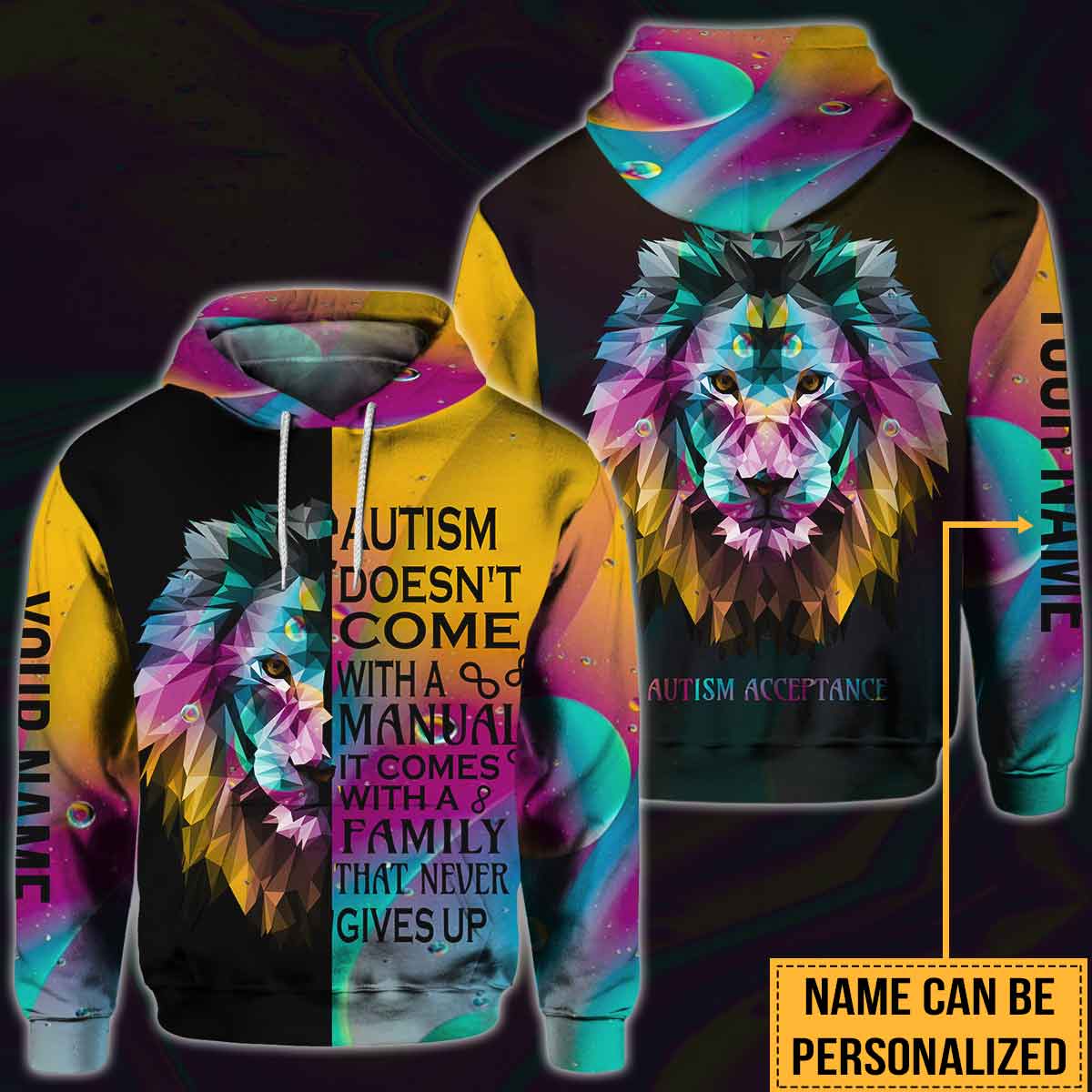 N'abandonnez jamais - T-shirt et sweat à capuche personnalisés pour la sensibilisation à l'autisme