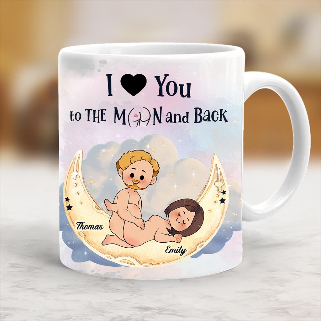 Je t'aime jusqu'à la lune et retour - Mug personnalisé pour couple