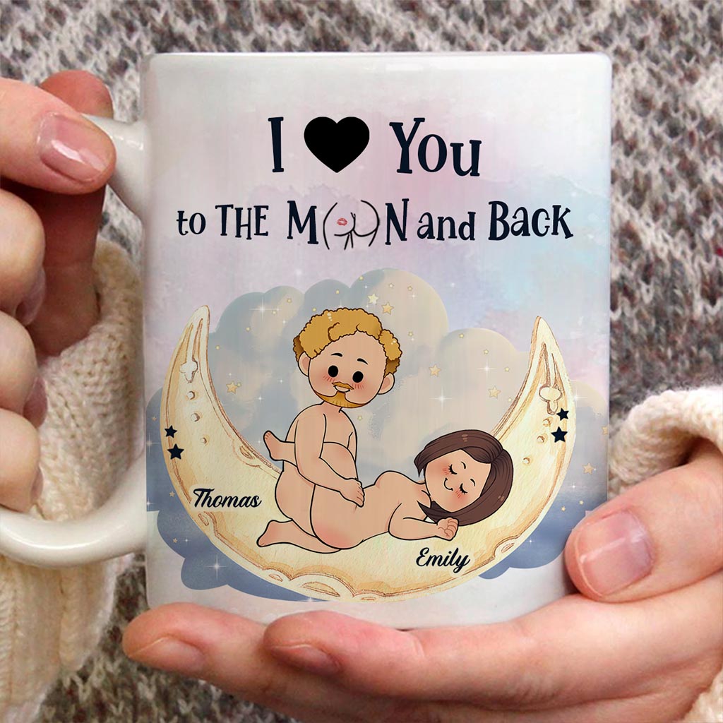 Je t'aime jusqu'à la lune et retour - Mug personnalisé pour couple