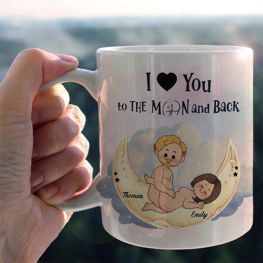 Je t'aime jusqu'à la lune et retour - Mug personnalisé pour couple
