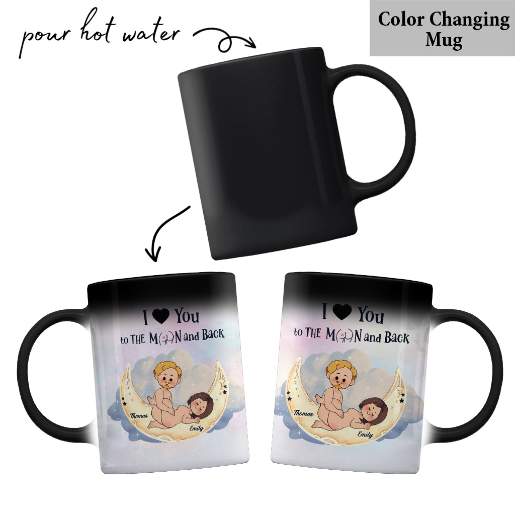 Je t'aime jusqu'à la lune et retour - Mug personnalisé pour couple