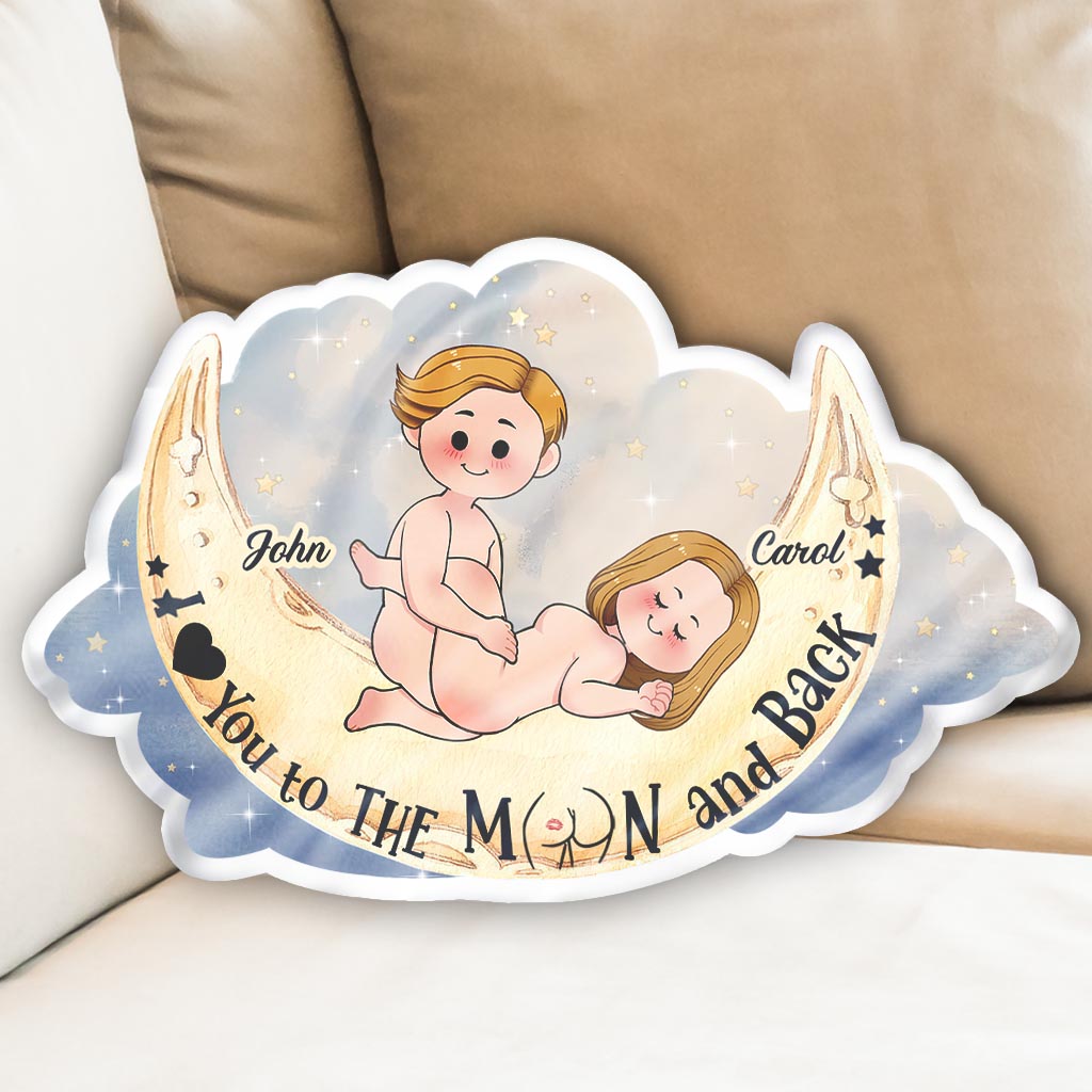 Je t'aime jusqu'à la lune et retour - Coussin personnalisé pour couple