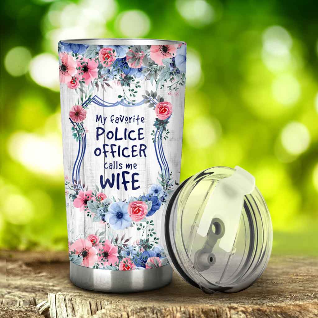 My Favorite Police Officer Floral Badge Personalized Tumbler