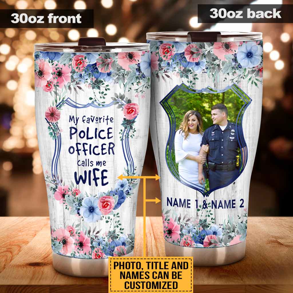 My Favorite Police Officer Floral Badge Personalized Tumbler