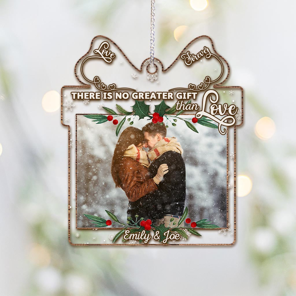 There Is No Greater Gift Than Love - Personalized Christmas Couple Transparent Ornament
