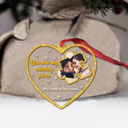 Tu es la pièce manquante de mon puzzle - Ornement de Noël transparent personnalisé pour couple