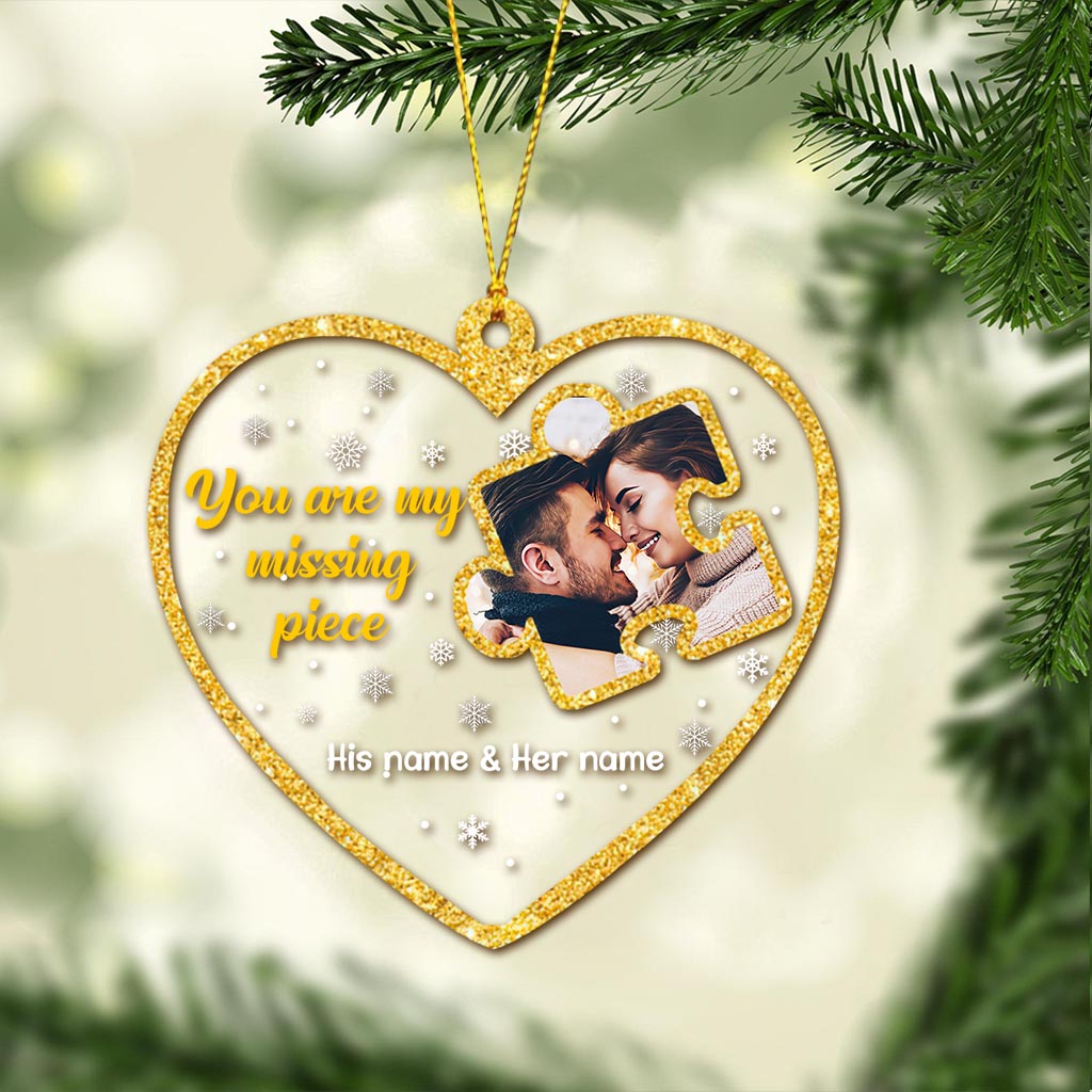 You Are My Missing Piece - Personalized Christmas Couple Transparent Ornament