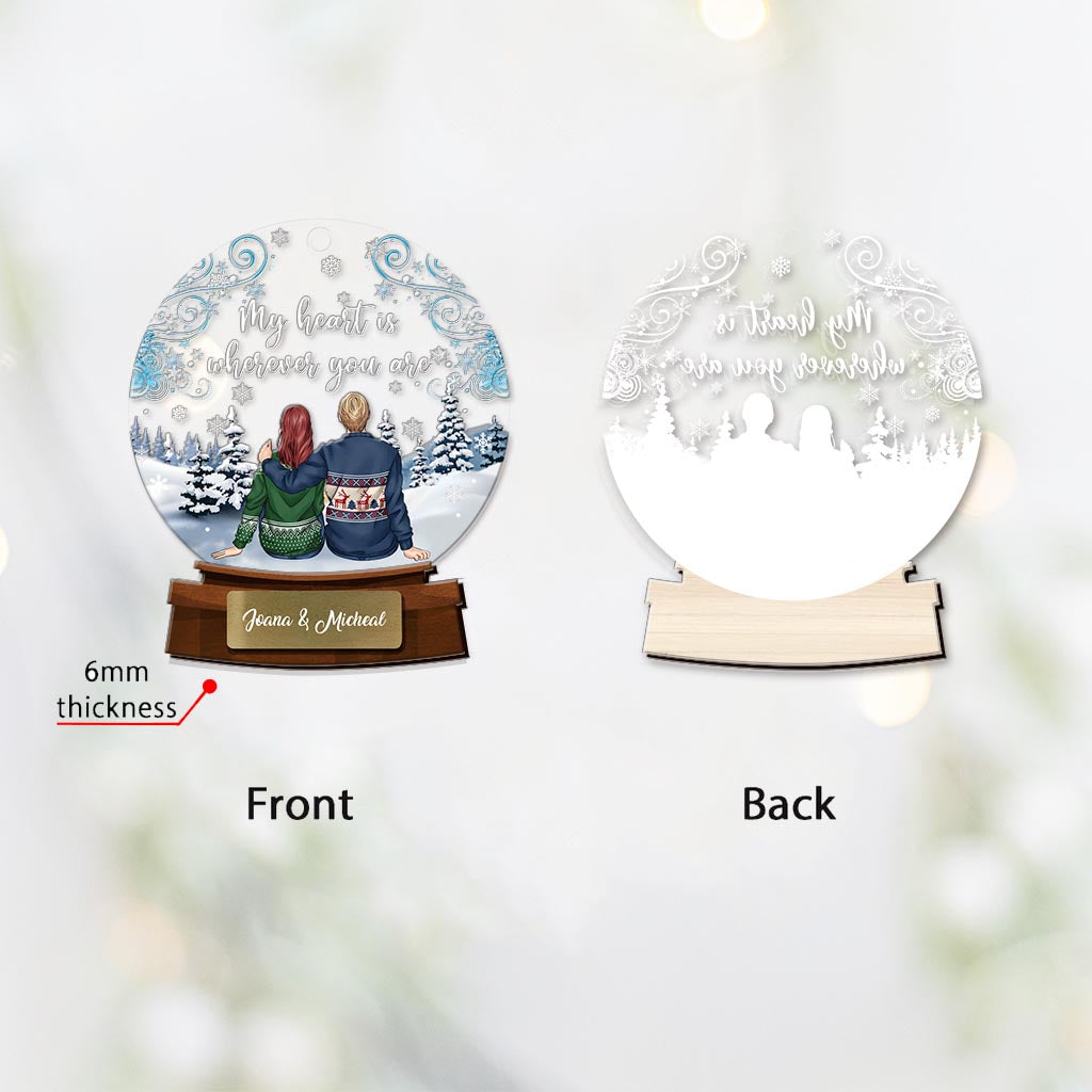 Mon cœur est là où tu es - Ornement de Noël personnalisé pour couple, composé de plusieurs couches