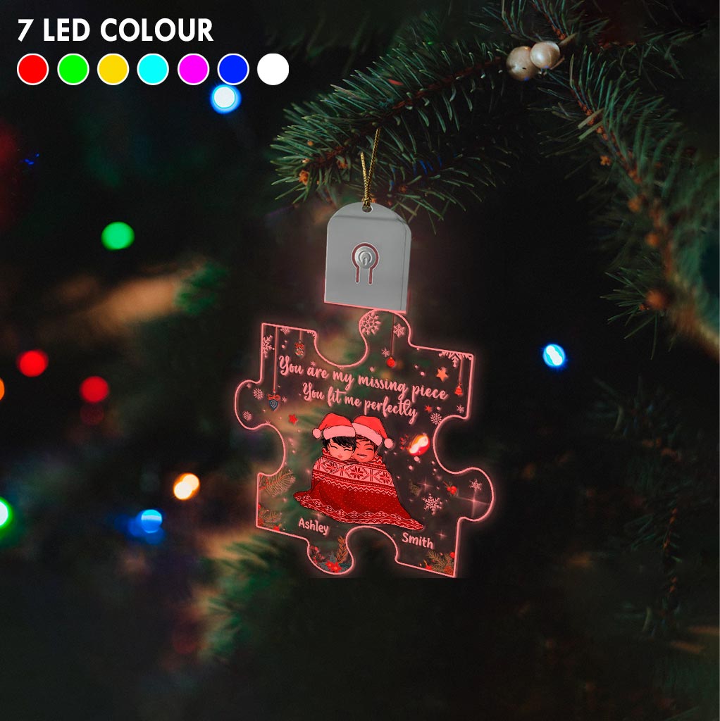 Tu es la pièce manquante de mon puzzle - Ornement de Noël personnalisé en acrylique LED en forme de couple, orné de LED.