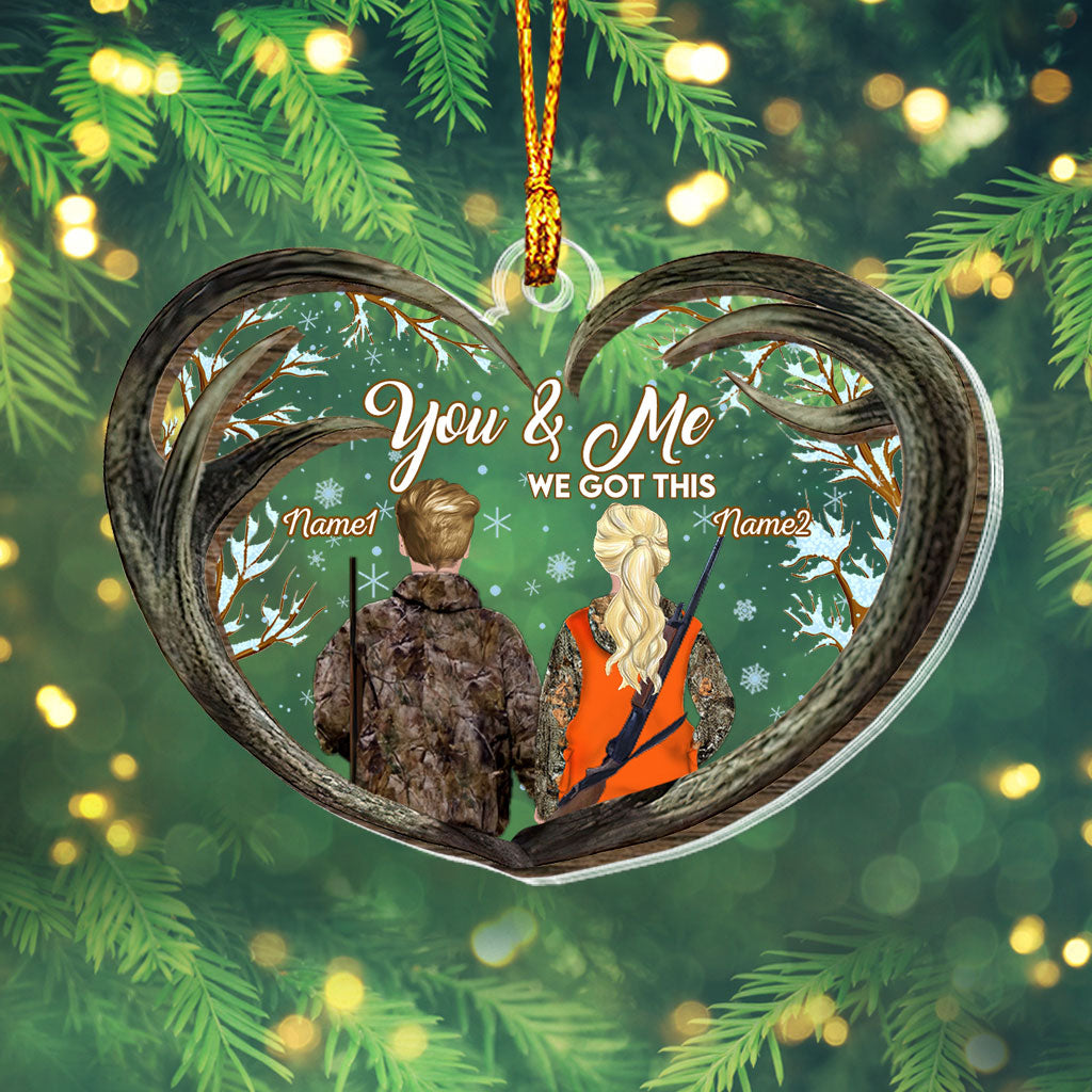 Toi et moi, l'amour à la chasse - Ornement de Noël personnalisé à plusieurs niveaux