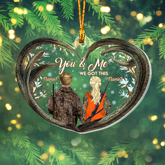 Toi et moi, l'amour à la chasse - Ornement de Noël personnalisé à plusieurs niveaux