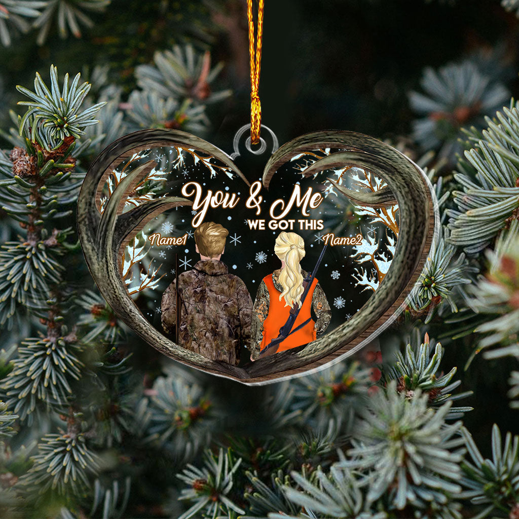 Toi et moi, l'amour à la chasse - Ornement de Noël personnalisé à plusieurs niveaux