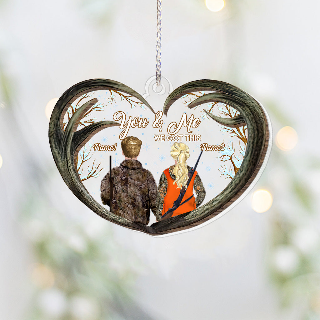 Toi et moi, l'amour à la chasse - Ornement de Noël personnalisé à plusieurs niveaux
