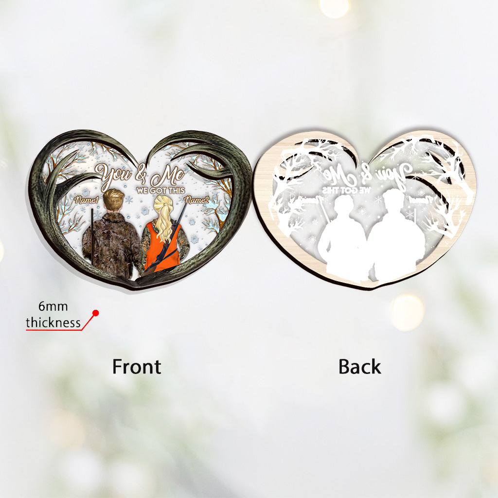 Toi et moi, l'amour à la chasse - Ornement de Noël personnalisé à plusieurs niveaux