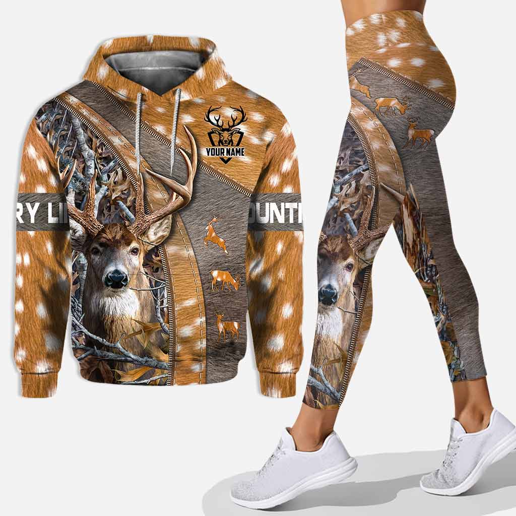 Vie à la campagne - Ensemble sweat à capuche et legging de chasse personnalisés avec motif imprimé en 3D