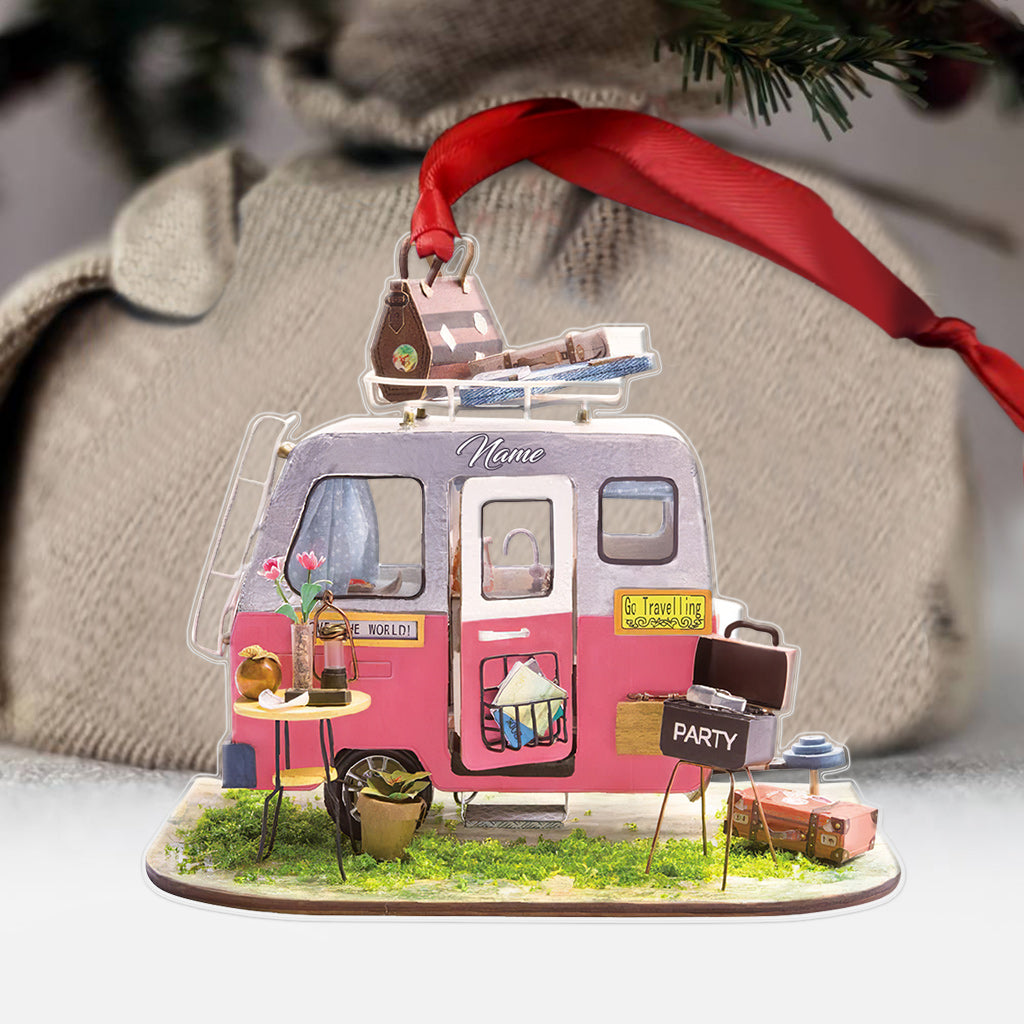 Joyeux Campeur - Ornement de Noël transparent personnalisé pour le camping