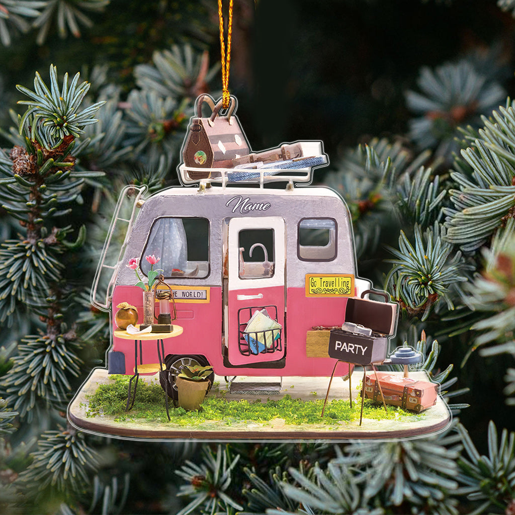 Joyeux Campeur - Ornement de Noël transparent personnalisé pour le camping