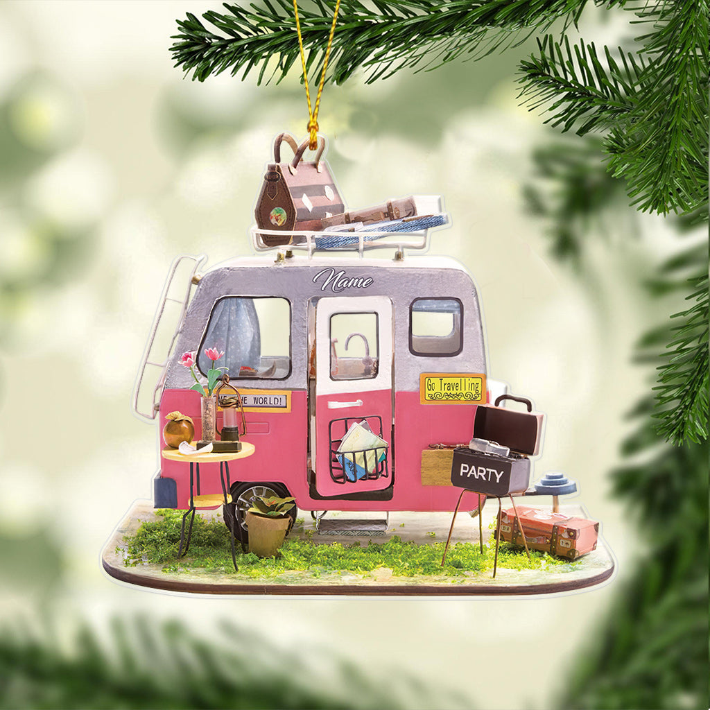 Joyeux Campeur - Ornement de Noël transparent personnalisé pour le camping