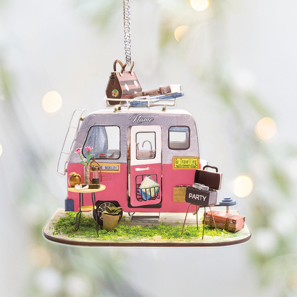 Joyeux Campeur - Ornement de Noël transparent personnalisé pour le camping