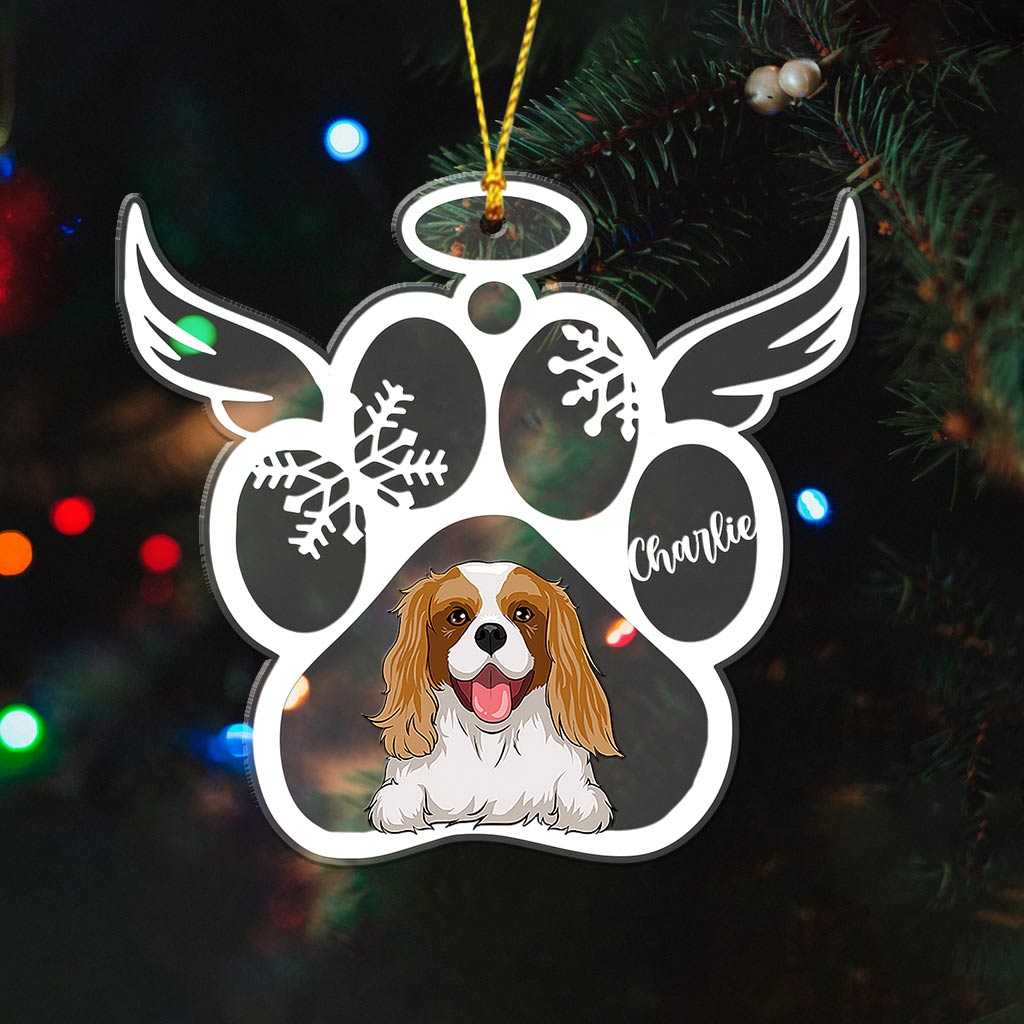 Empreintes de pattes de Noël pour animaux de compagnie - Ornement transparent personnalisé pour chien
