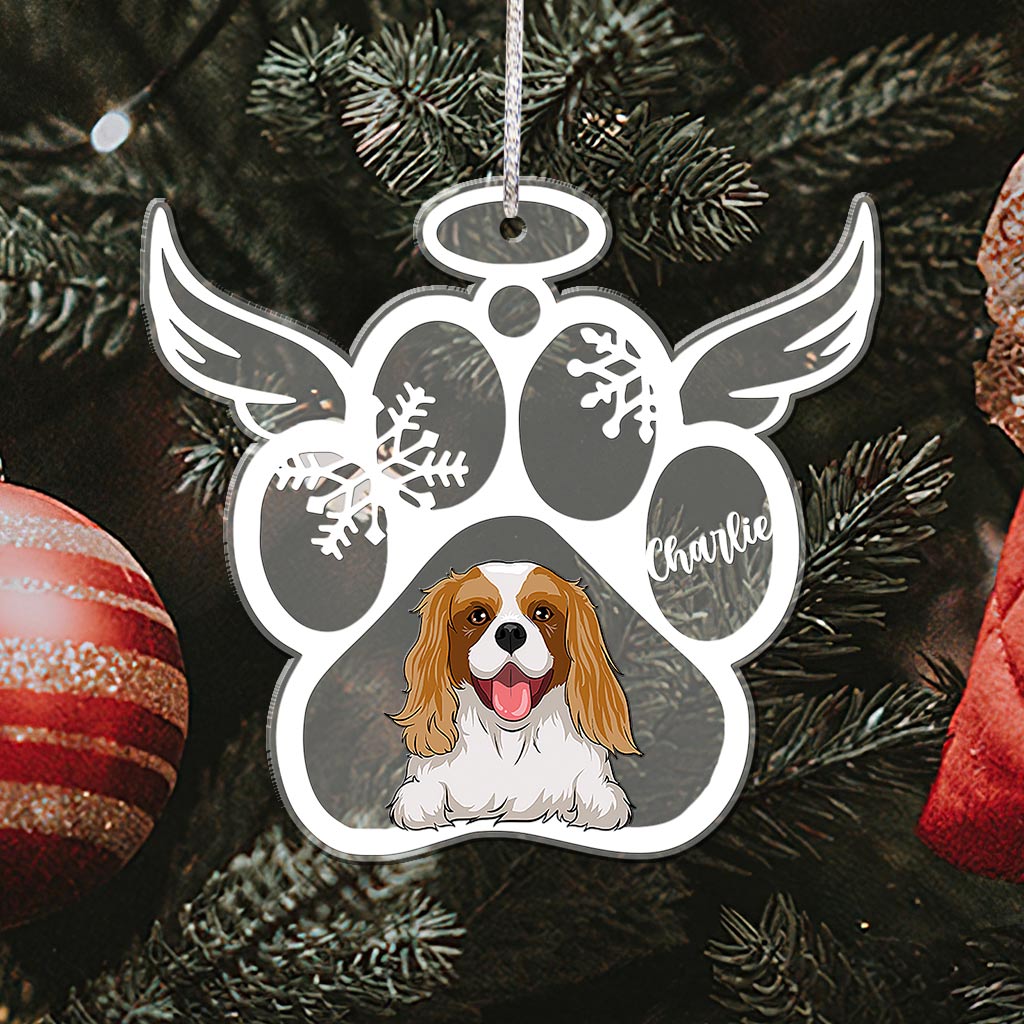 Empreintes de pattes de Noël pour animaux de compagnie - Ornement transparent personnalisé pour chien
