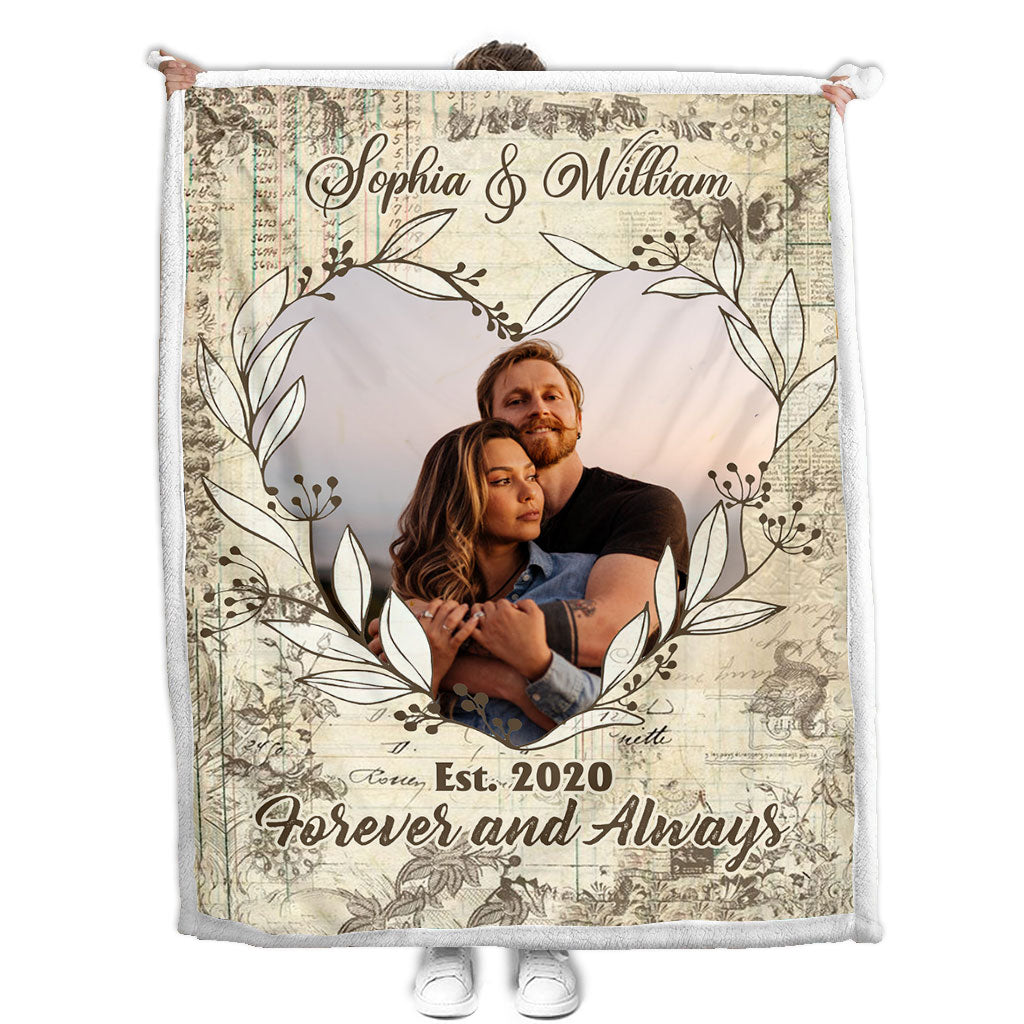 Forever And Always - Personalized Couple Blanket