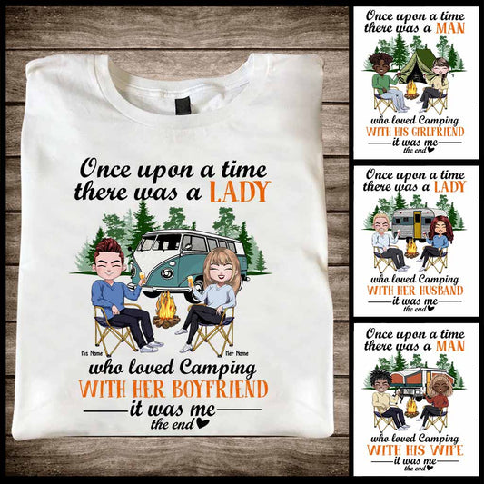 Once Upon A Time There Was A Lady - Personalized Camping Couple T-shirt and Hoodie