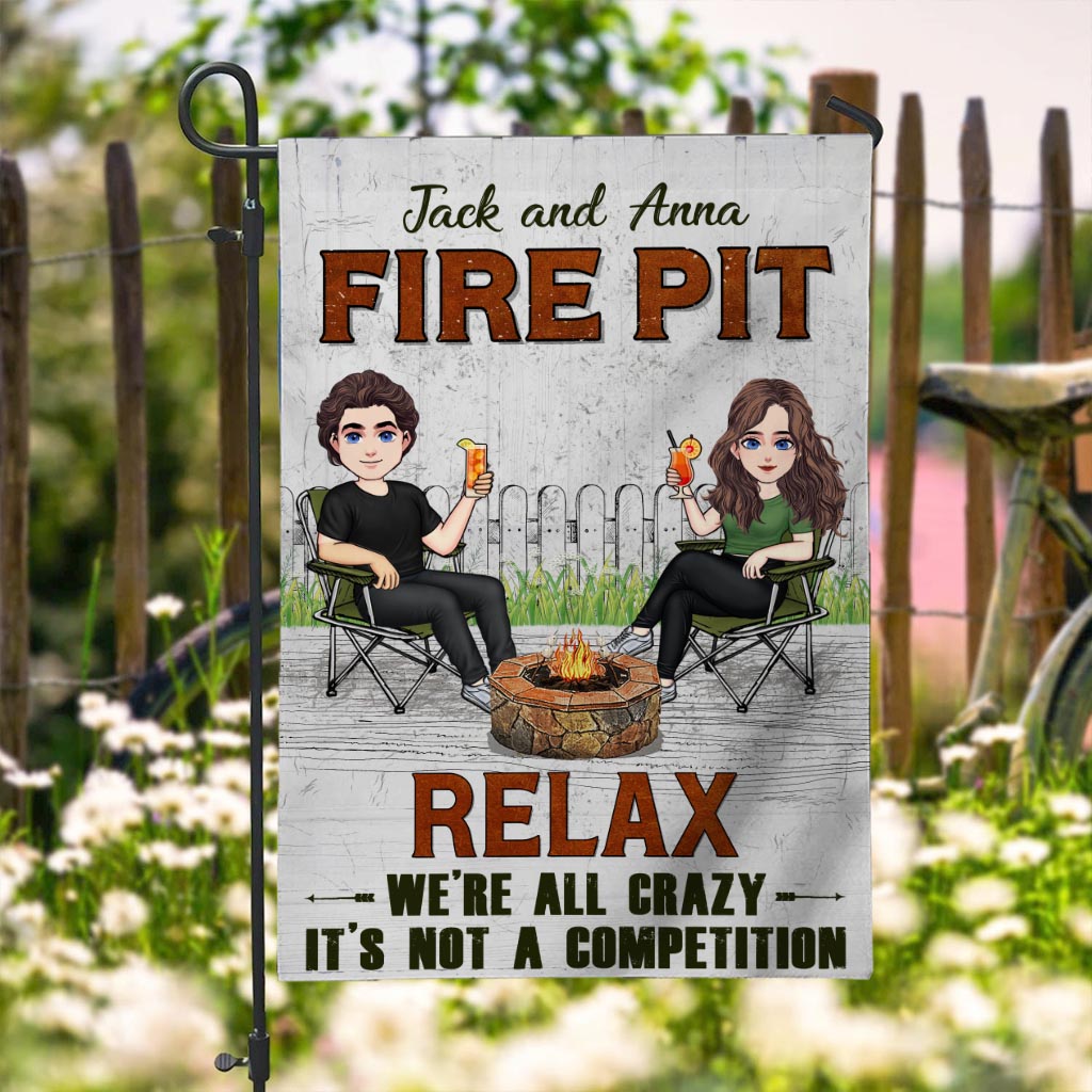 We're All Crazy Here - Backyard gift for husband, wife, boyfriend, girlfriend, friend - Personalized Garden Flag