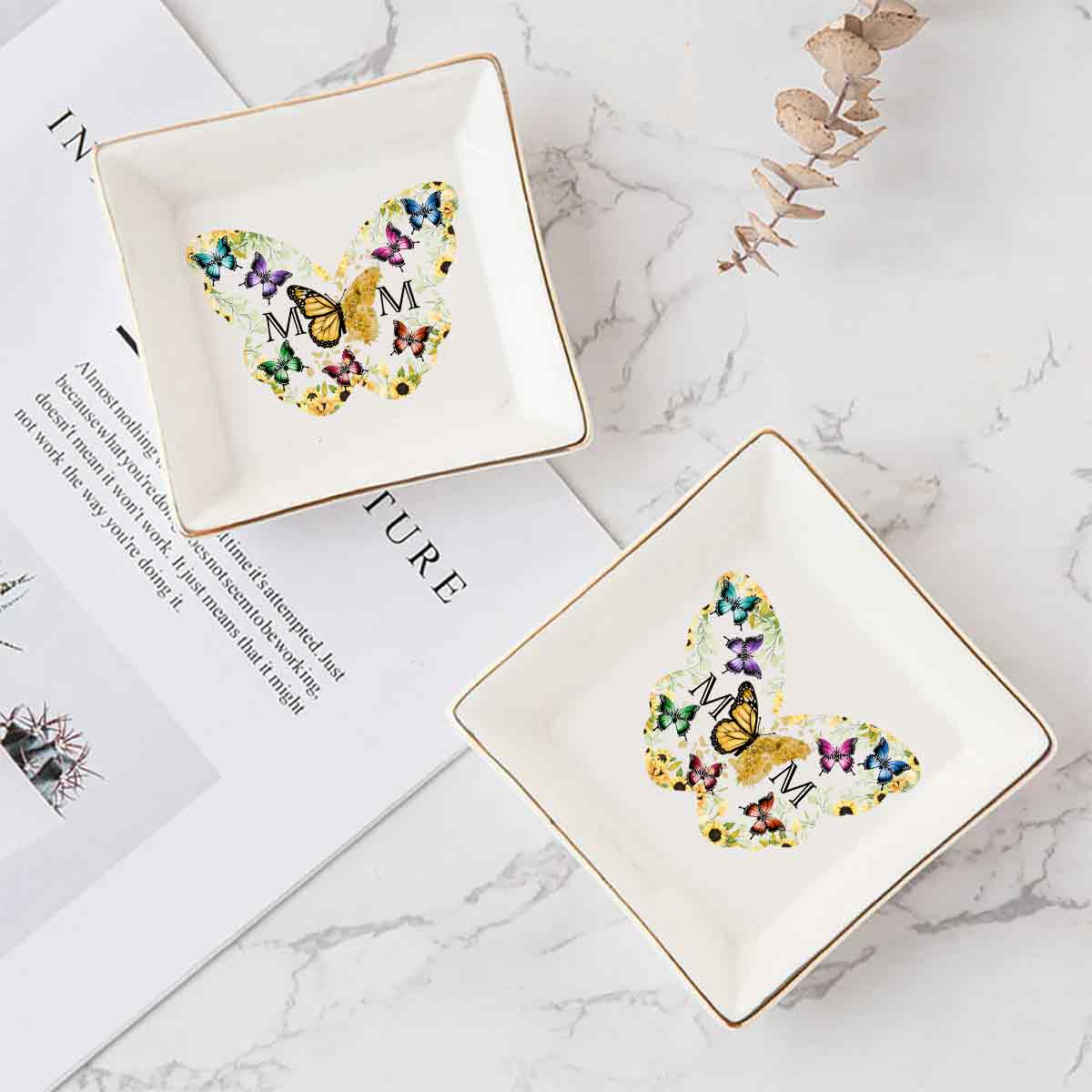 Papillon Maman - Plat à bijoux personnalisé pour maman