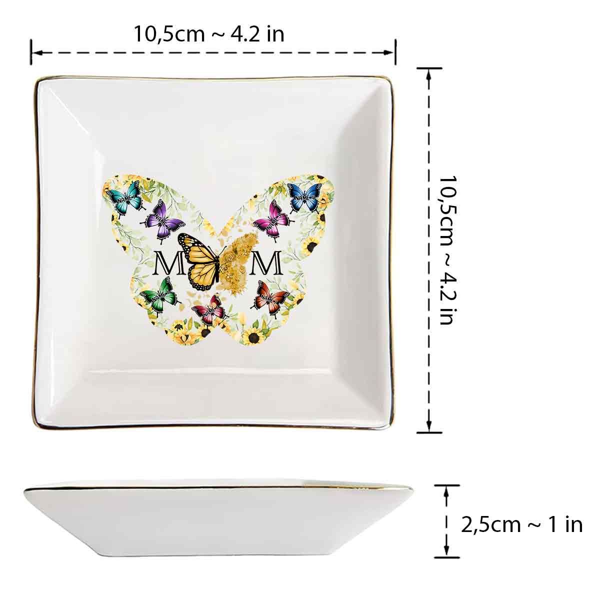 Papillon Maman - Plat à bijoux personnalisé pour maman