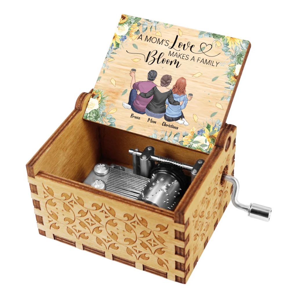A Mom's Love Makes A Family Bloom - Personalized Mother's Day Mother Hand Crank Music Box
