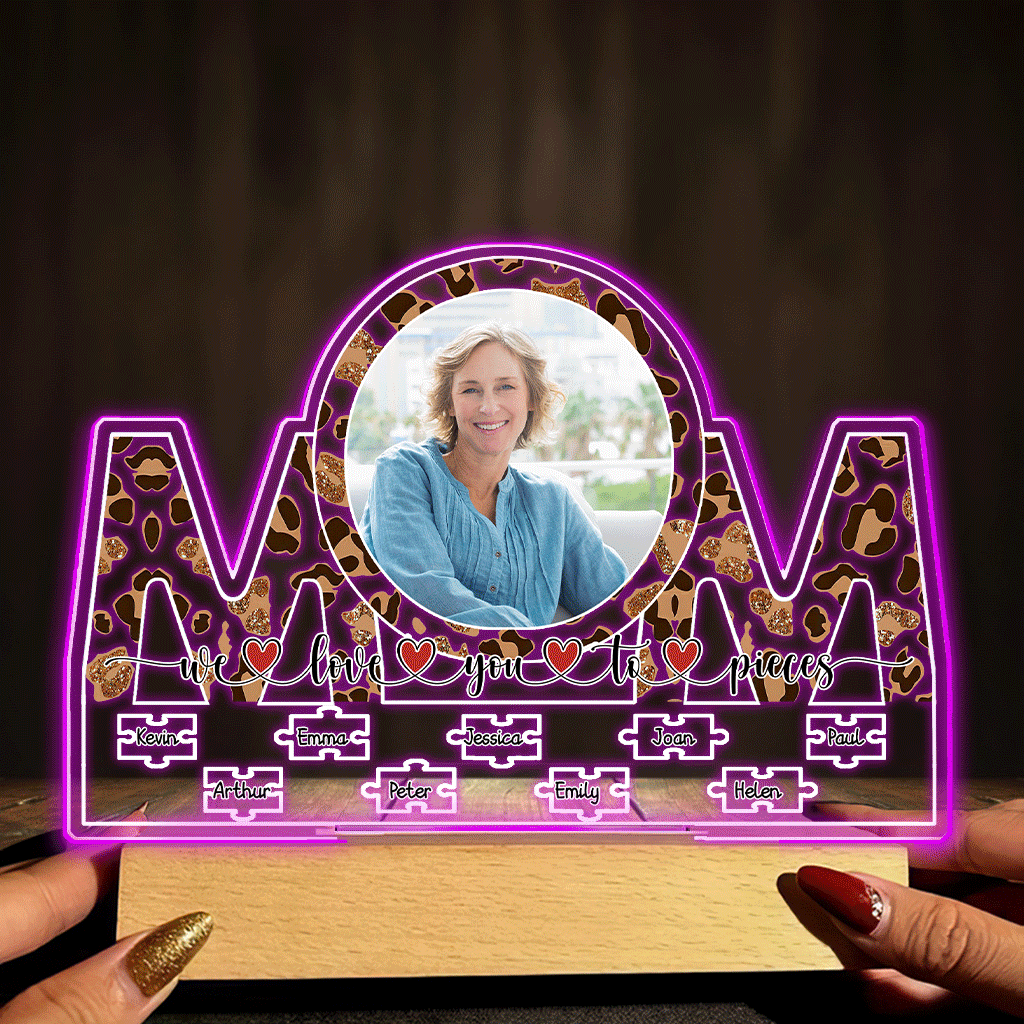 Nous t'aimons plus que tout - Plaque lumineuse personnalisée en forme de maman pour la fête des mères