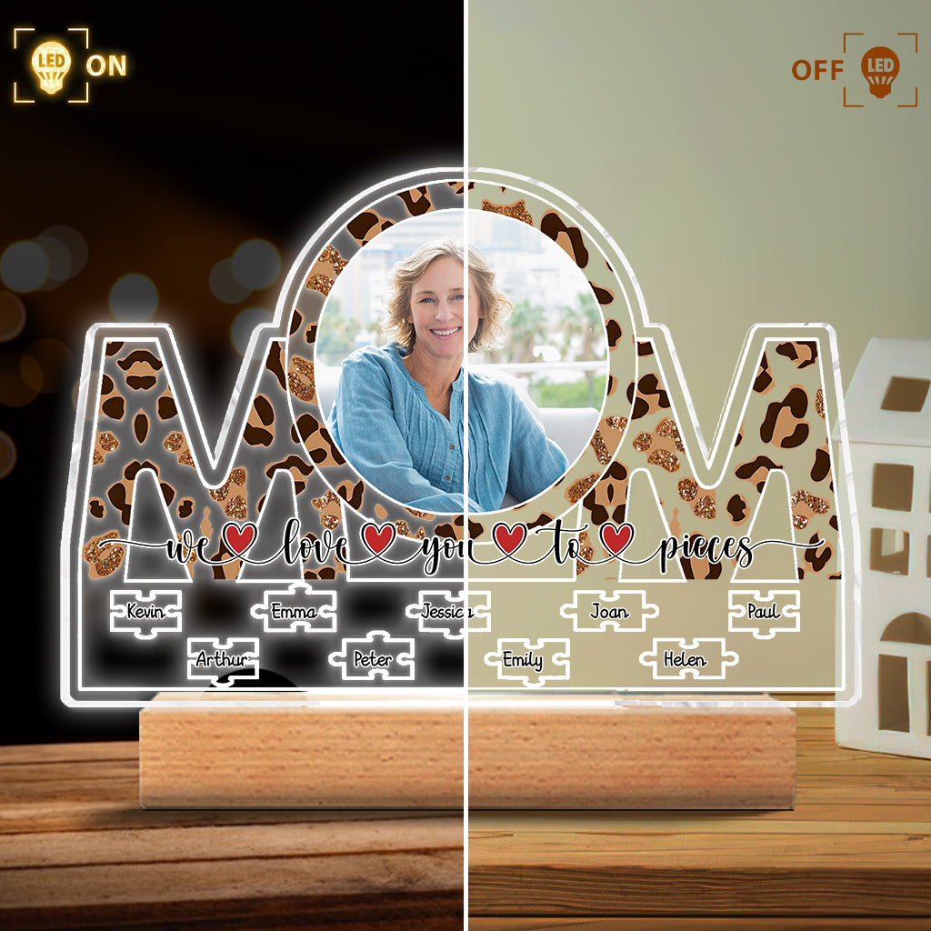 Nous t'aimons plus que tout - Plaque lumineuse personnalisée en forme de maman pour la fête des mères