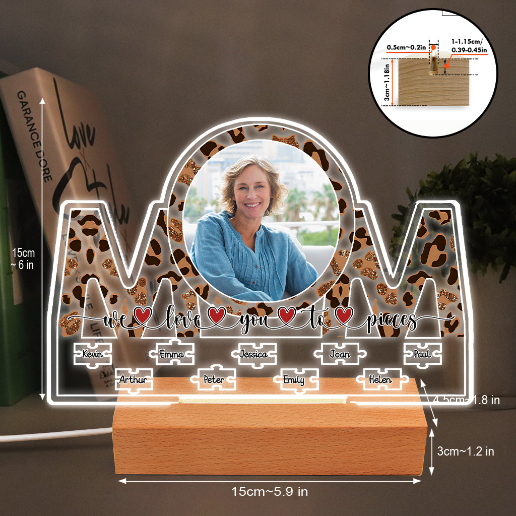 Nous t'aimons plus que tout - Plaque lumineuse personnalisée en forme de maman pour la fête des mères