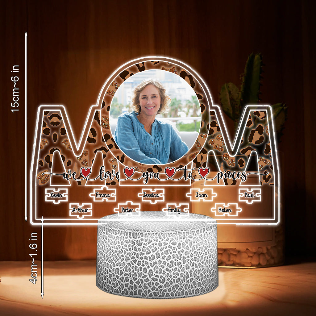 Nous t'aimons plus que tout - Plaque lumineuse personnalisée en forme de maman pour la fête des mères