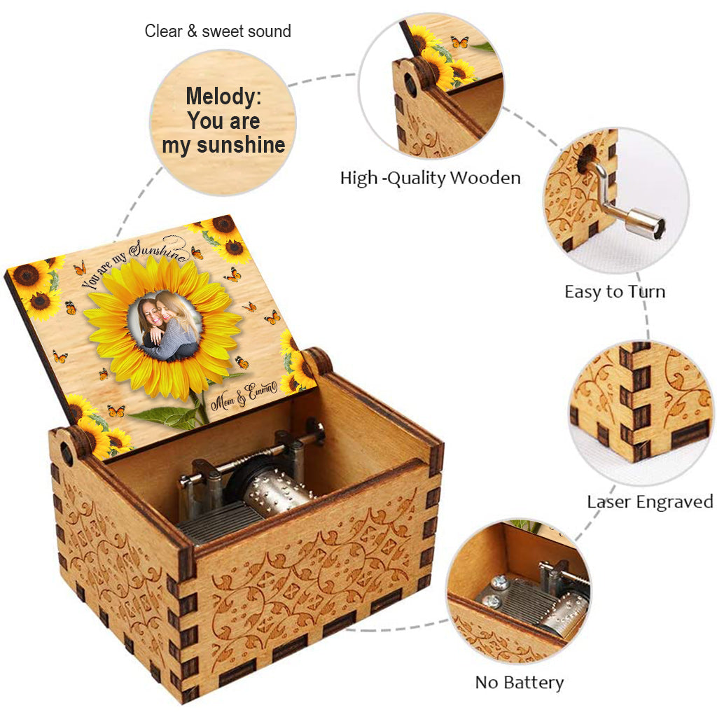 Tu es mon rayon de soleil - Boîte à musique à manivelle personnalisée pour la fête des mères