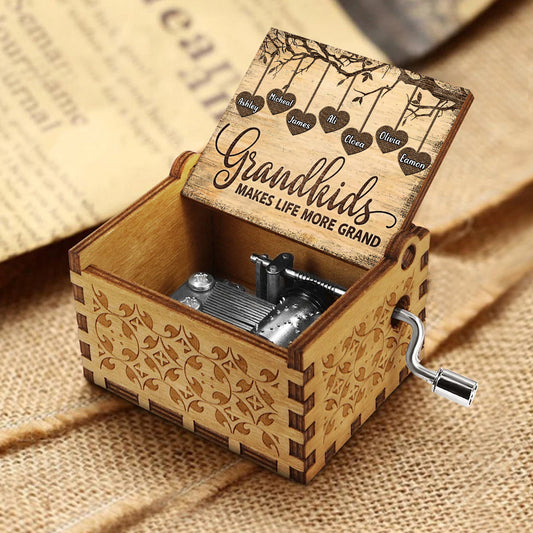 Grandkids Make Life - Personalized Mother's Day Grandma Hand Crank Music Box