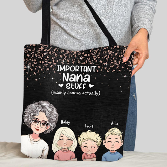 Important Nana Stuff - Personalized Mother's Day Grandma Tote Bag