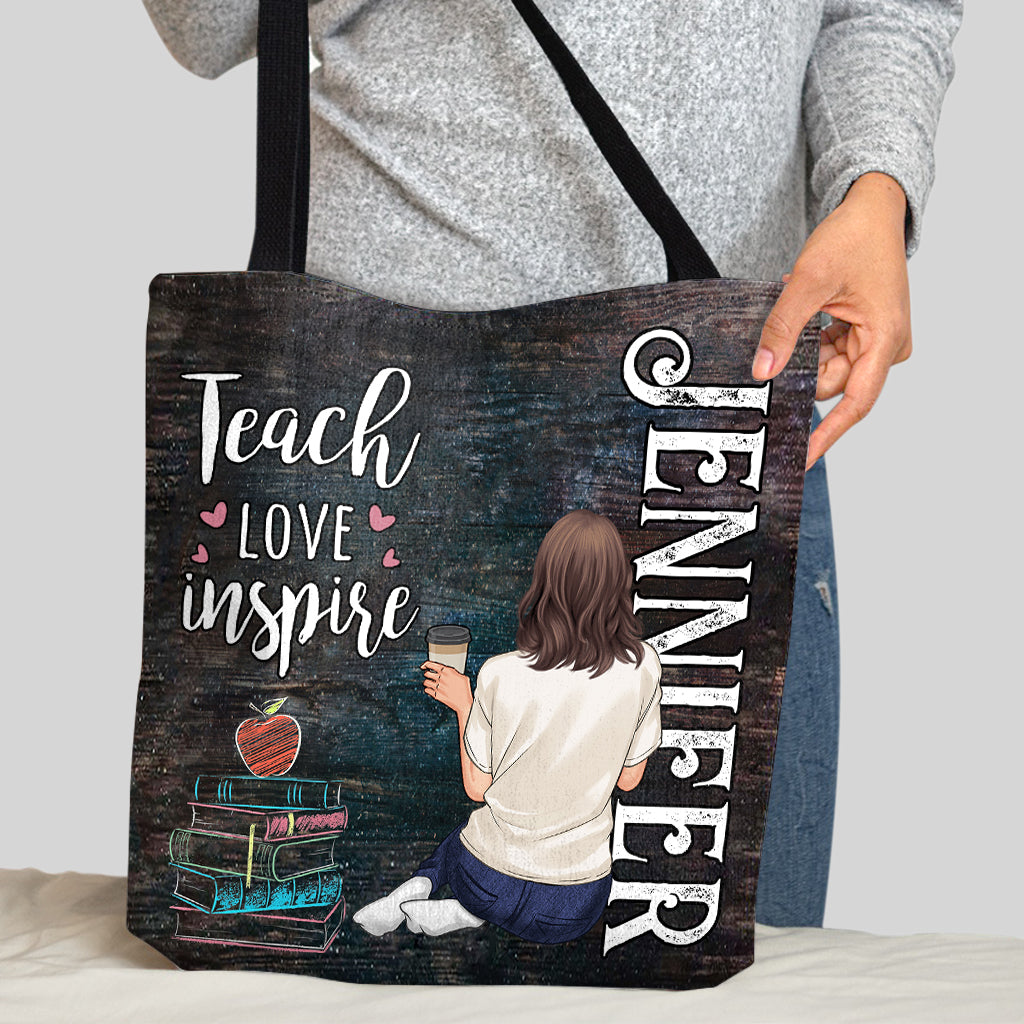 Enseigner, aimer, inspirer - Sac fourre-tout personnalisé pour enseignants