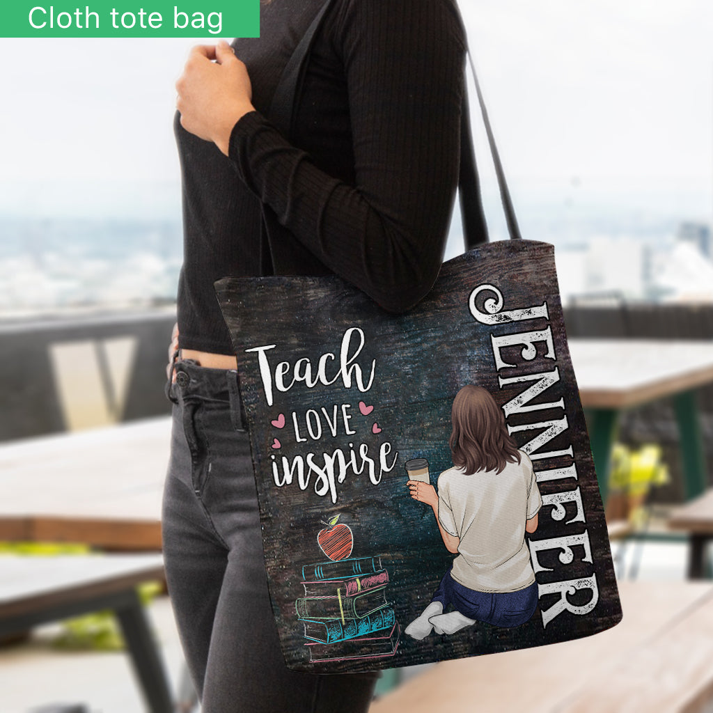Enseigner, aimer, inspirer - Sac fourre-tout personnalisé pour enseignants