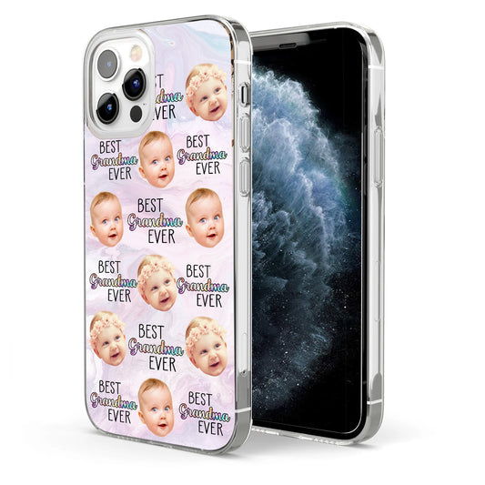 Meilleure grand-mère du monde - Cadeau pour grand-mère, maman, tante - Coque de téléphone transparente personnalisée
