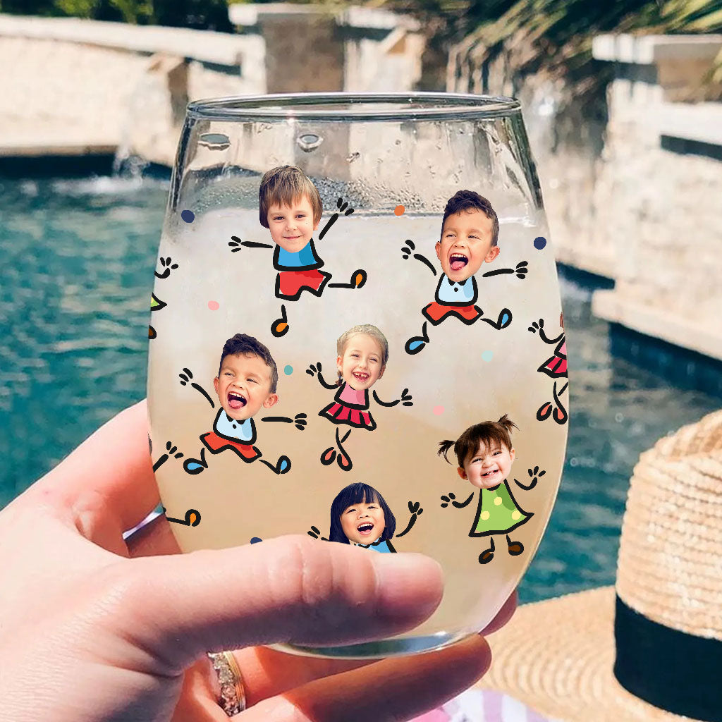 Because Preschoolers - Personalized Teacher All Over Wine Glass
