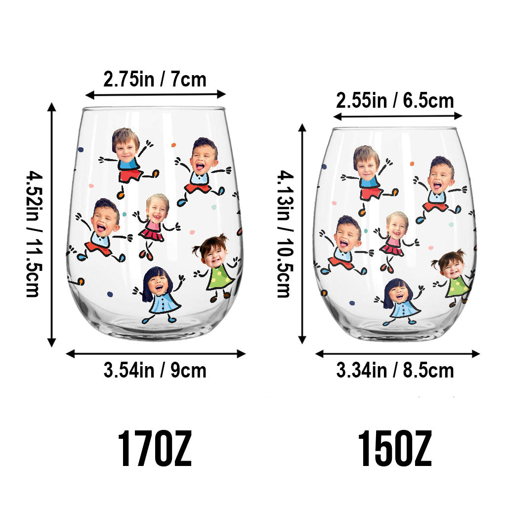 Because Preschoolers - Personalized Teacher All Over Wine Glass