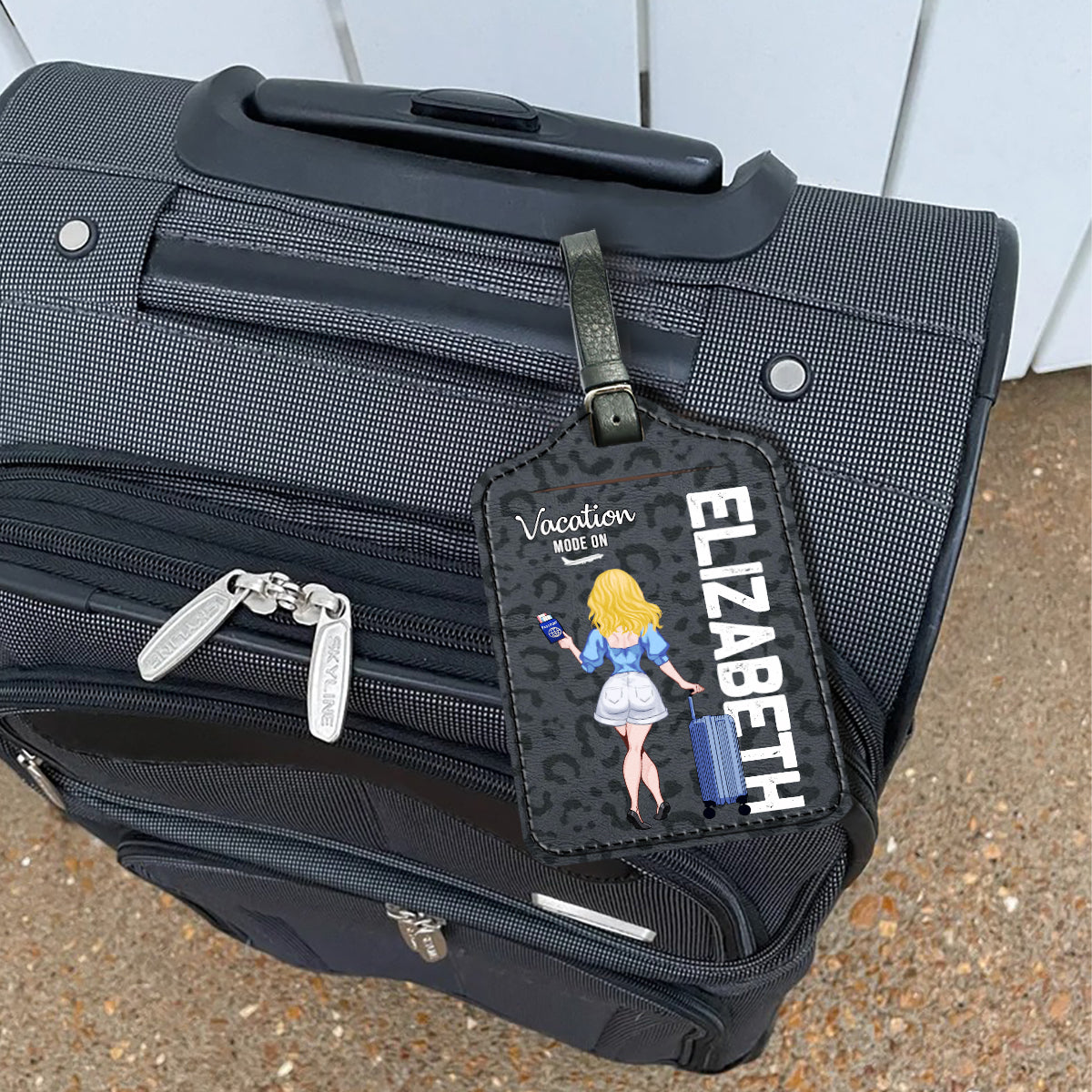 Mode vacances activé - Cadeau de voyage pour maman, fille, petite-fille, épouse, petite amie, amie - Étiquette à bagages en cuir personnalisée