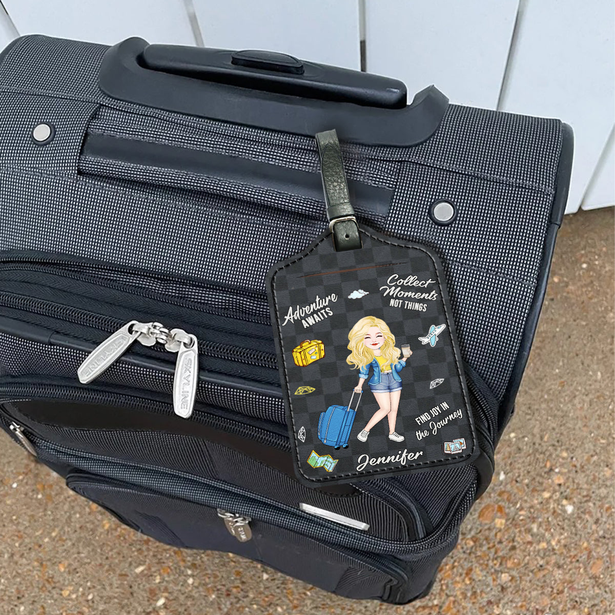 Find Joy In The Journey - Personalized Travelling Leather Luggage Tag